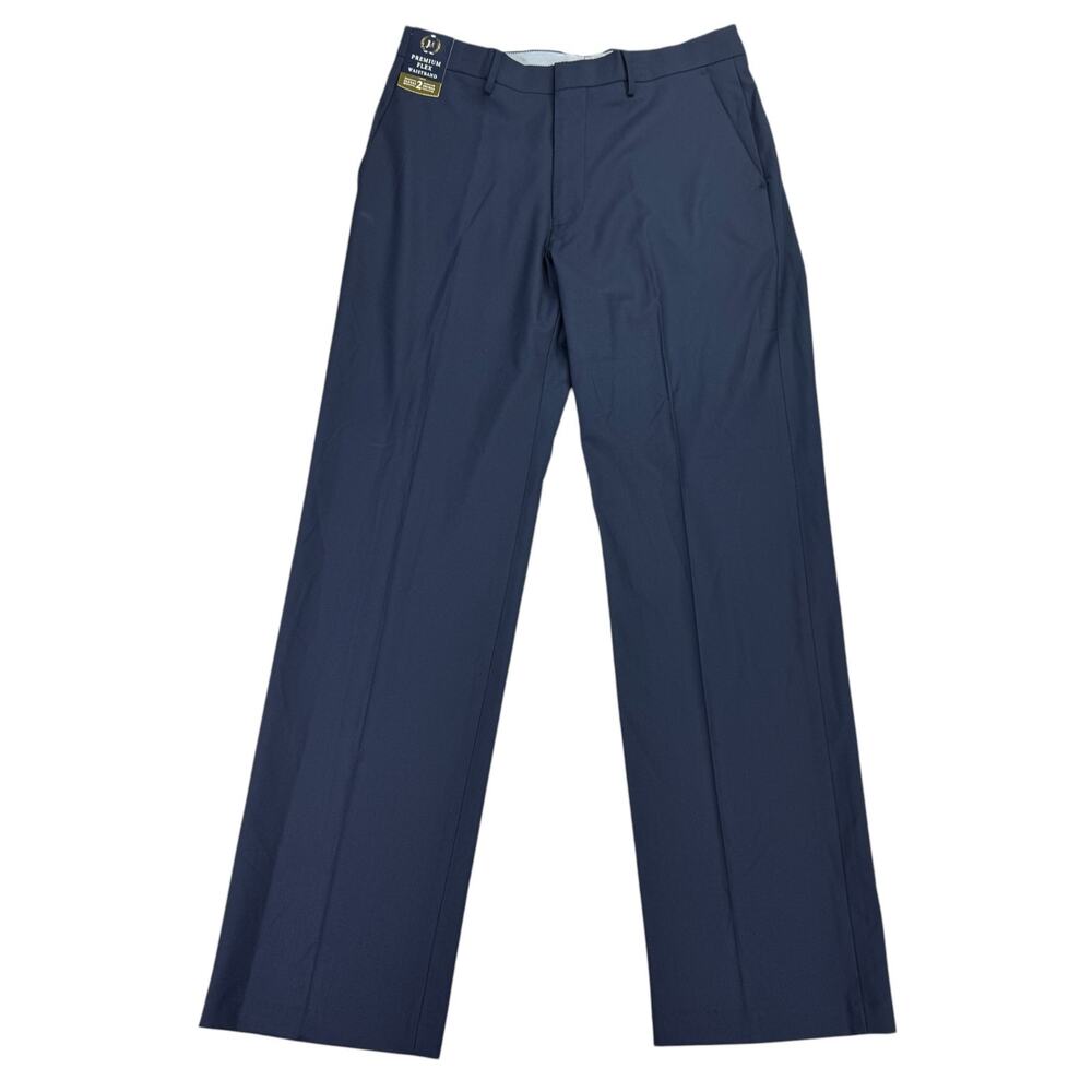 Haggar Mens Premium Classic Fit Flat Front Stretch Dress Pants Blue 32x32